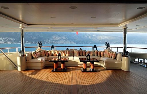 lounge area on the main deck aft of superyacht ULYSSES 