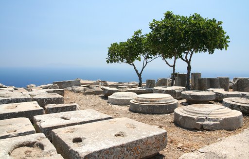 Remains of Santorini town of ancient Thera