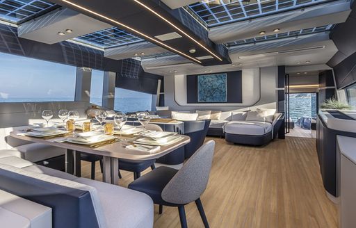 Dining and main salon on motor yacht HAZE
