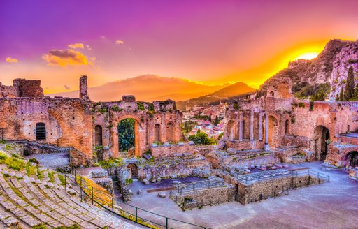 The beautiful Teatro Antico amphitheater in Taormina, Sicily