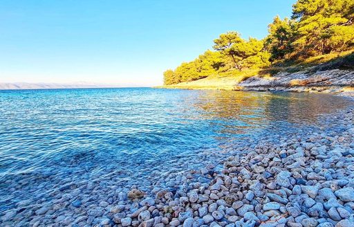 pebbled bay on the island of Solta, Croatia