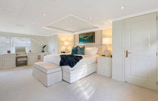 light and airy master suite on board superyacht PRAXIS 