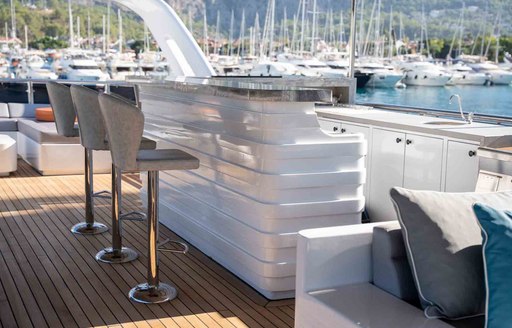 Wet bar on the exterior deck of sailing yacht charter NORTH WIND
