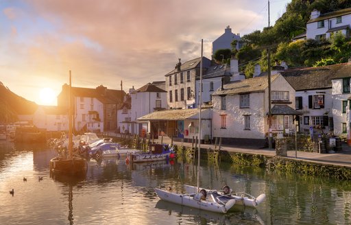 Sunrise on a Cornish fishing village, England