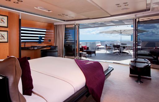 full beam master suite with private deck on board luxury ‘Maltese Falcon’ 