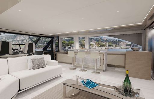 Sky lounge bar on board charter yacht O
