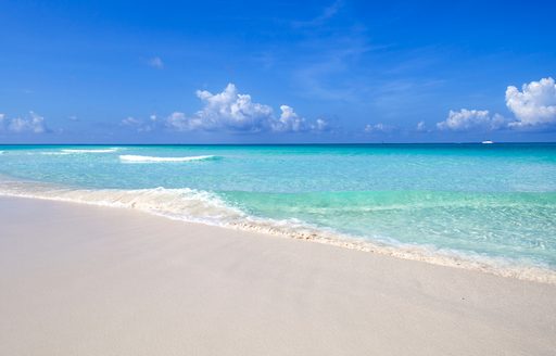 Caribbean beach with bright blue ocean