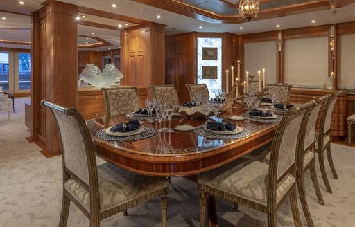 dining area onboard luxury yacht vibrance