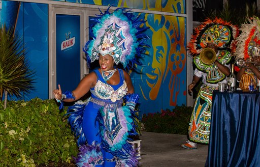 A Bahamian dancer performing at the Bahamas Charter Yacht Show