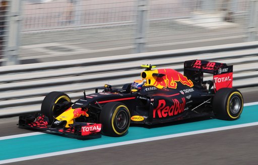 Red Bull driver in action on the Yas Marina Circuit during the Abu Dhabi Grand Prix