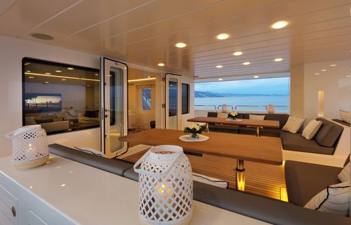 chill out area on the aft deck of luxury motor yacht siempre