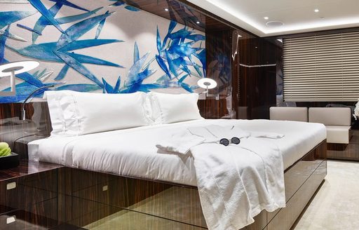 guest cabin on luxury yacht soaring