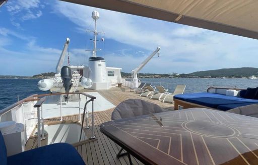 Blue sun pads onboard charter yacht SECRET LIFE