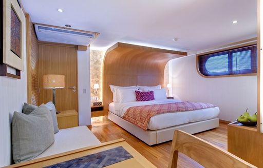 modern stateroom aboard luxury yacht SALILA