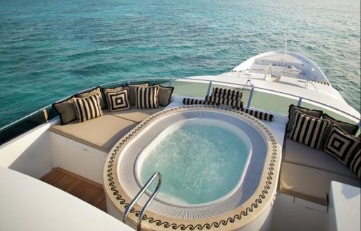 luxury yacht TOP FIVE deck Jacuzzi and seating area