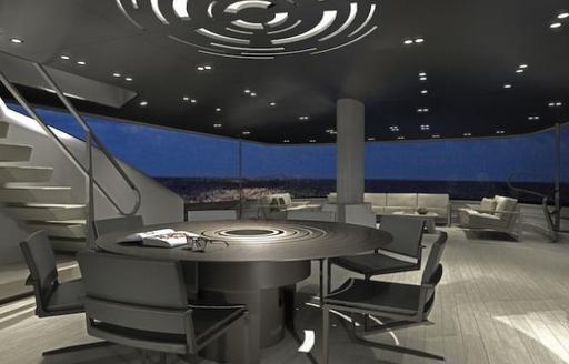 A communal space featured on board sailing yacht SYBARIS