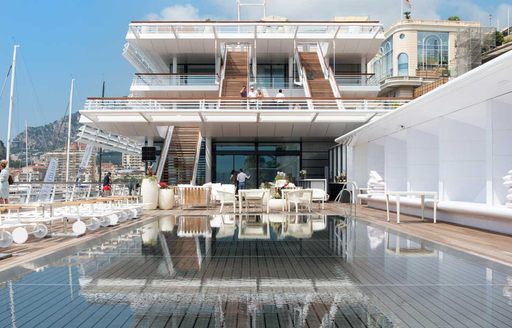 Swimming pool and restaurant in new Yacht Club de Monaco