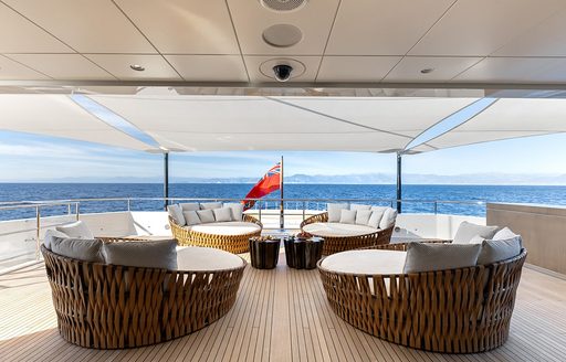 Alfresco lounge area onboard charter yacht LA DATCHA