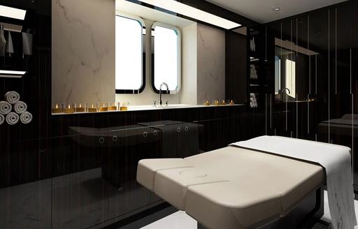 superyacht soaring spa suite massage table