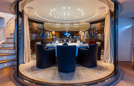 Dining on luxury yacht PANAKEIA