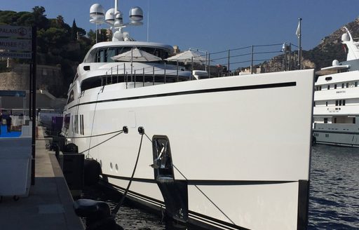 superyacht 11-11 lines up in Port Hecules for the Monaco Yacht Show 2016