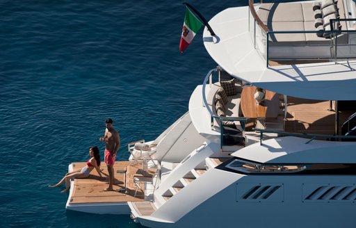 swim platform on luxury charter yacht hanaa