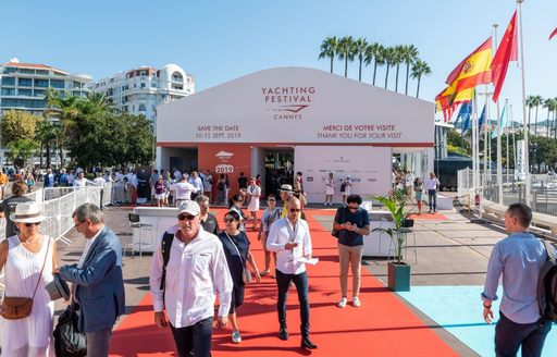 Day 4 of Cannes Yachting Festival 2018, with crows of people approaching the entrance