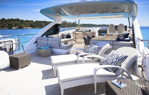 Overview of the flybridge onboard charter yacht ANKA