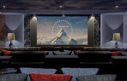 Movie theatre onboard charter expedition yacht Victorious