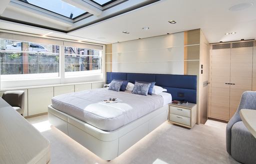 Master suite on superyacht TOBY