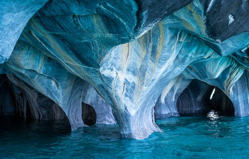 Natural landmark Marble Caves (Spanish: Cuevas de Marmol ) on General Carrera Lake in Chile, Patagonia, South America.
