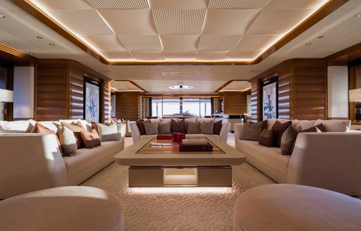 sofas and lounging area on megayacht lana