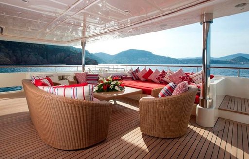 main aft deck lounging area on board superyacht EMOTION