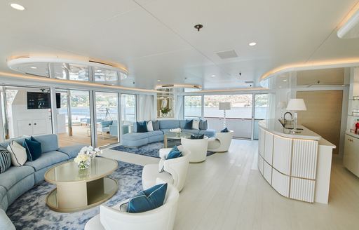 Main salon on board charter yacht CORAL OCEAN