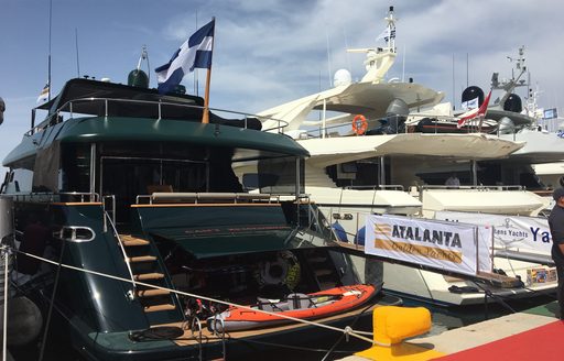 motor yacht Can't Remember lined up at the Mediterranean Yacht Show 2017