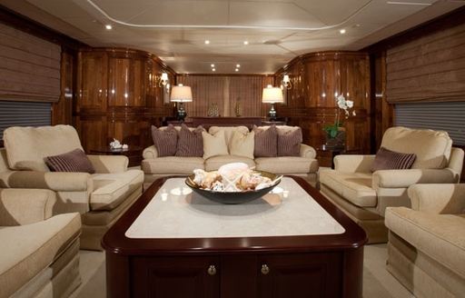The main salon of luxury yacht One More Toy
