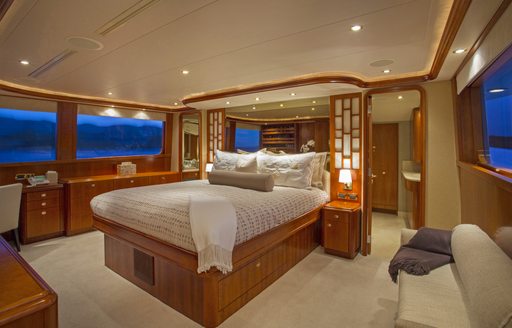 full-beam master suite on charter yacht ARIOSO 