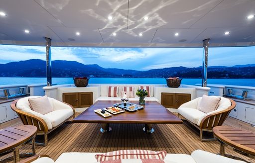beautiful alfresco area onboard luxury charter yacht Audaces