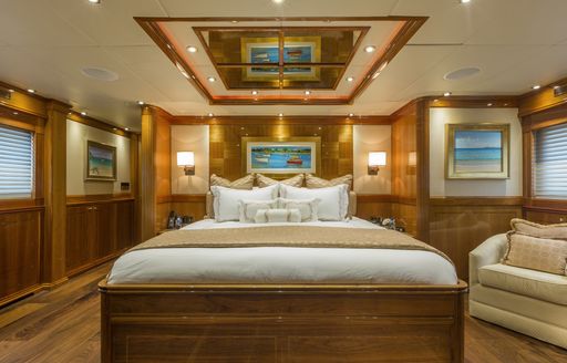 The master cabin of luxury yacht TEMPTATION