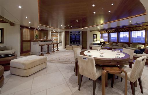 Balinese styled vista lounge on board charter yacht SARAH 