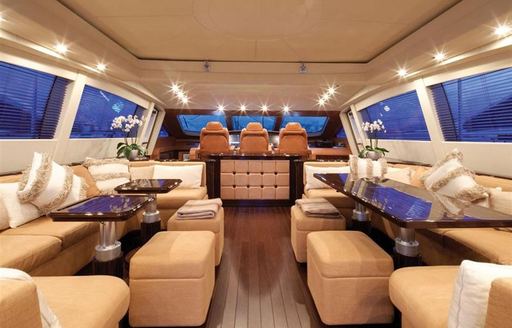 Luxury yacht Orion 1 interior view towards helm