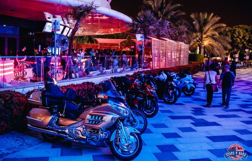 bikes outside of the Stars and Bars Abu Dhabi Grand Prix