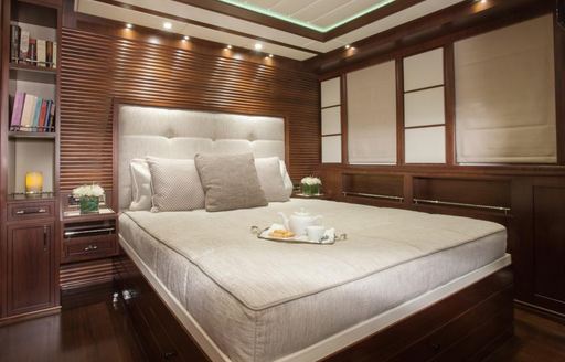 A guest cabin feature on board superyacht Ice Lady