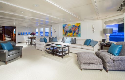 Main salon of luxury yacht RHINO