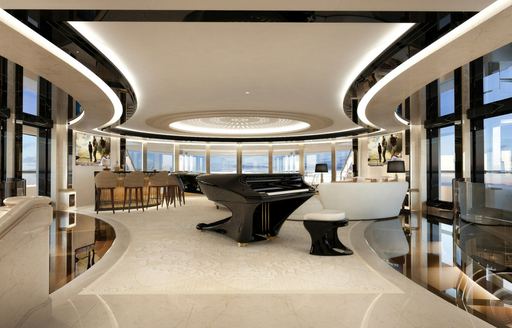 Grand piano onboard charter yacht KISMET