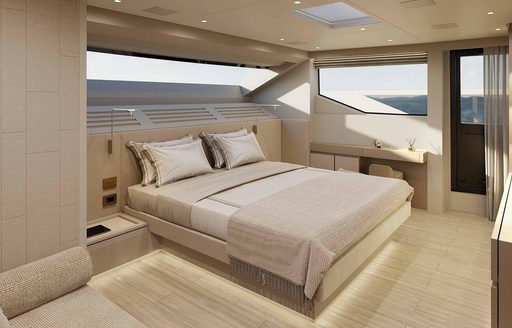 Master cabin onboard charter yacht MARY, central berth facing starboard