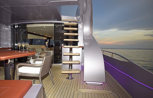 alfresco dining on the aft deck of luxury yacht Silver Mama