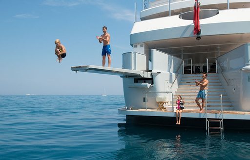 luxury motor yacht IDOL diving board and swimming platform