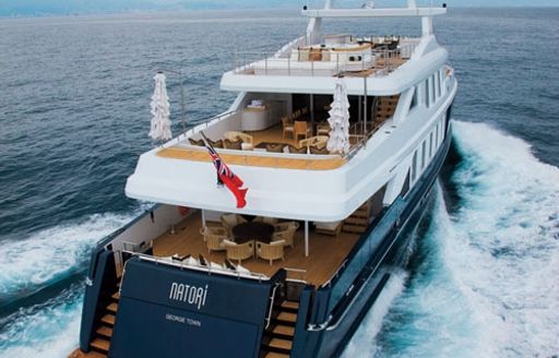 Charter yacht NATORI cruising throught the warm Ibiza waters
