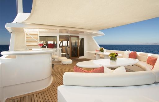 lounging area and awnings on board superyacht TALOS